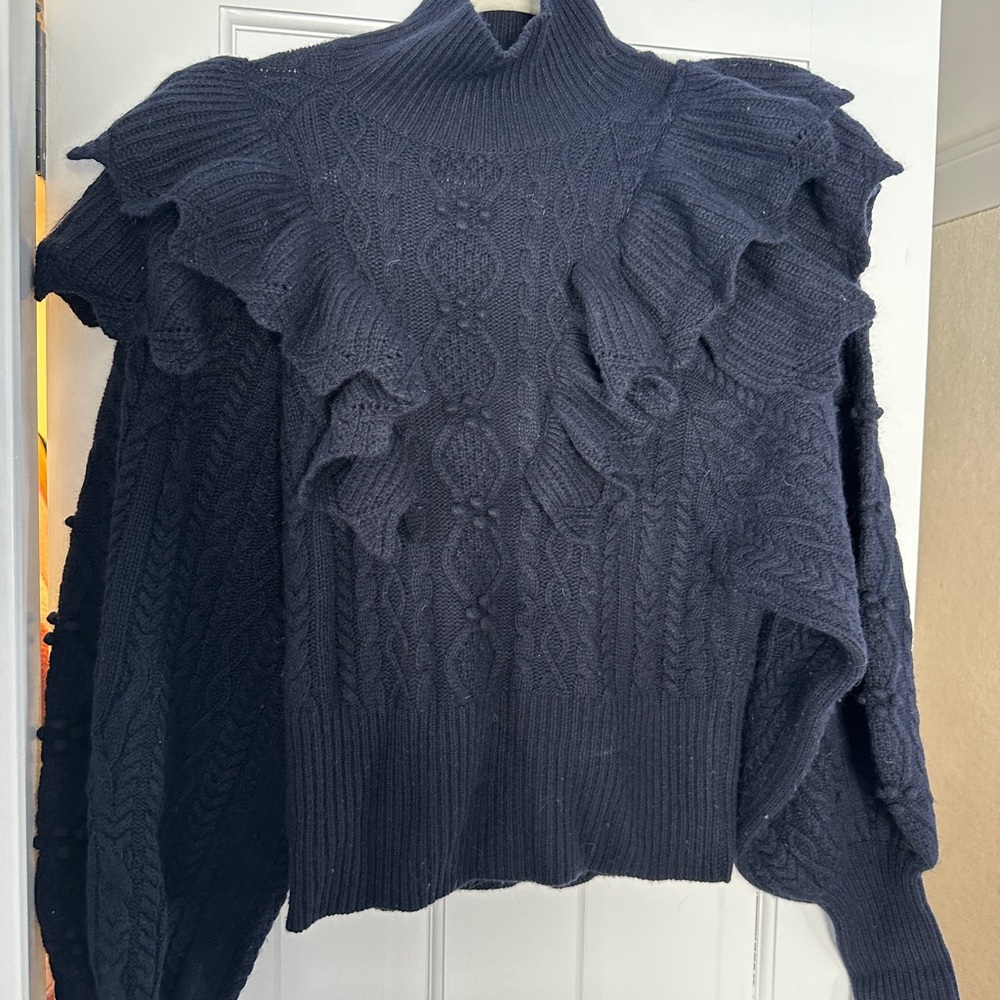 Autumn Cashmere Victorian Cable Knit Ruffled Sweatee - Picture 9 of 16